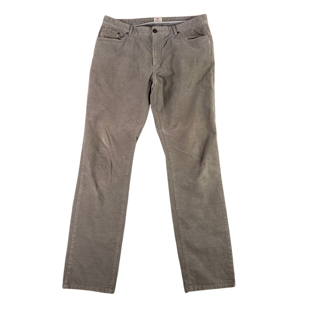 Faherty Corduroy Pants Mens 35x32 Gray Straight Leg Stretch 5-Pocket Fine Wale
